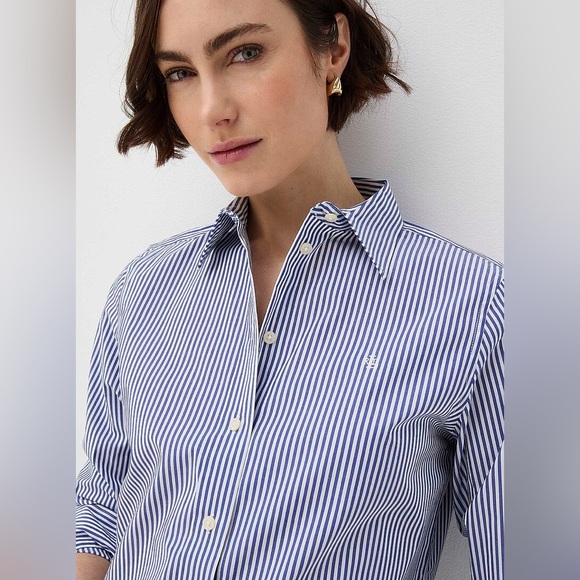 Lauren Ralph Lauren Striped poplin shirt Women’s size Large - Picture 2 of 12